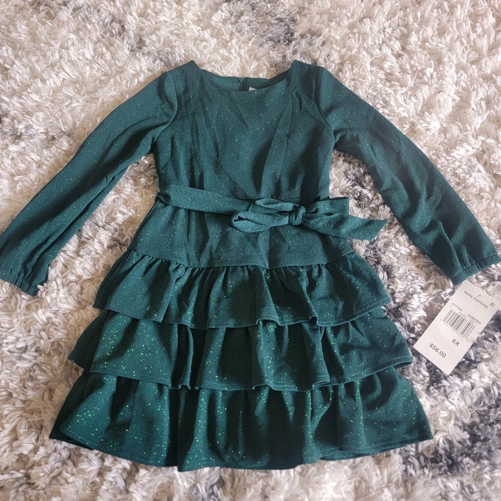 Rare Editions Big Girls Pique Glitter Knit Tiered Ruffle Dress